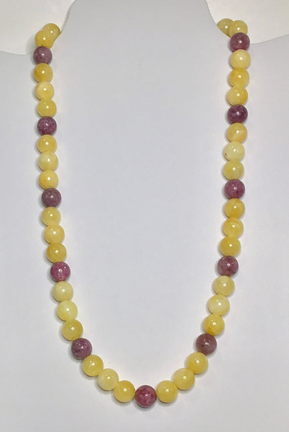 Necklace - Honey Yellow Calcite & Purple Lepidolite
