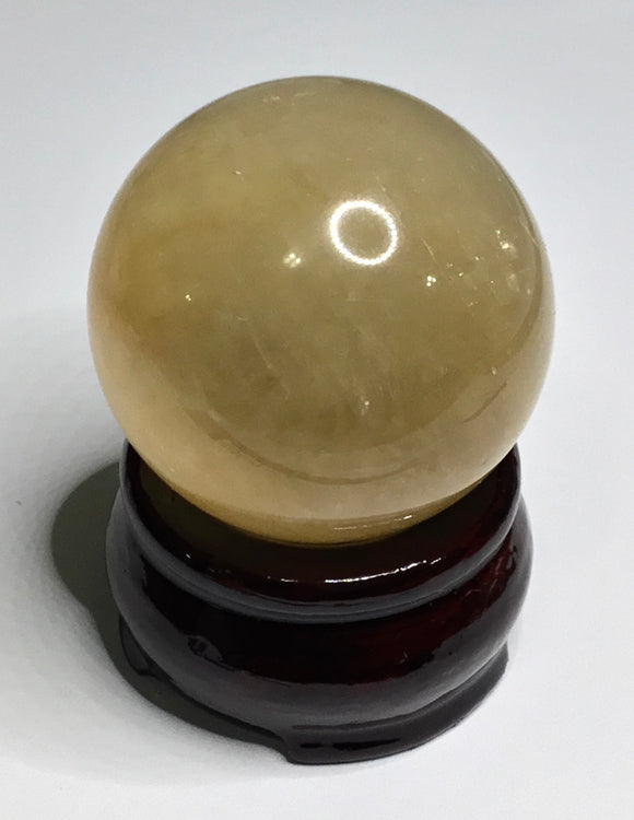 Rock - Sphere - Yellow Calcite with Stand