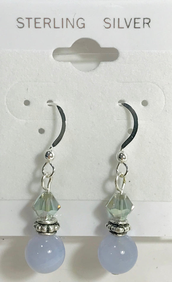 Earring - Blue Chalcedony & Crystal