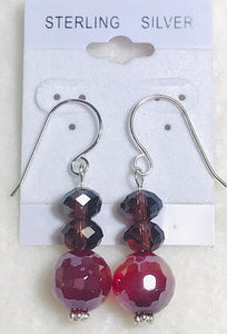 Earring - Mulberry Agate & Brown Rondelles
