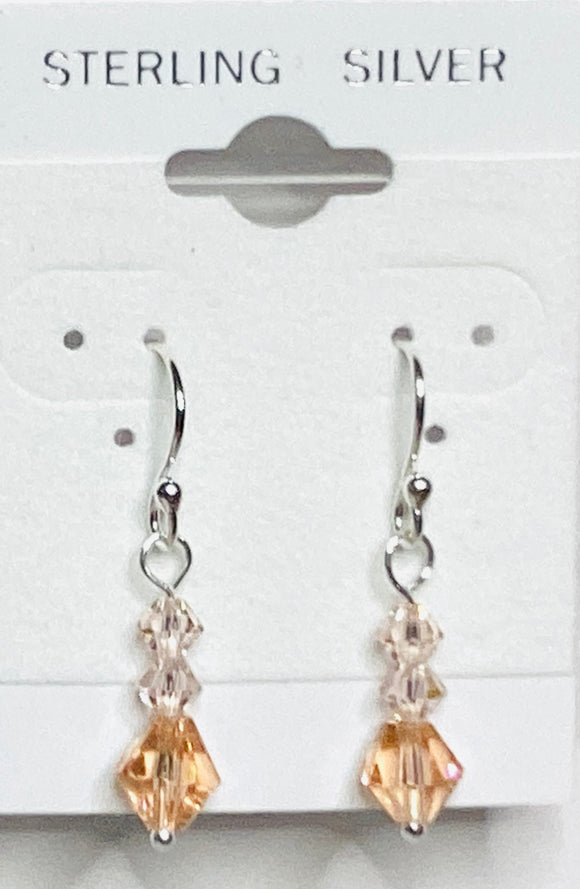 Earring - Silk & Peach Crystals