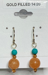 Earring - Peach Calcite & Turquoise