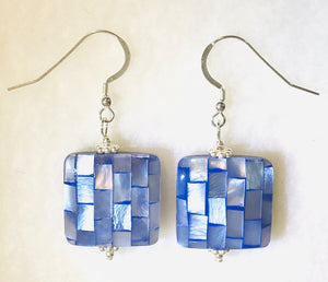 Earring - Blue Mosaic Mother of Pearl