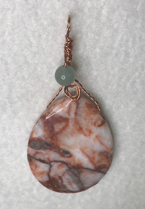 Pendant - Wire Wrapped - Italian Red Marble